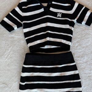 Amiri Women's Navy Striped Set Shirt & Mini Skirt
